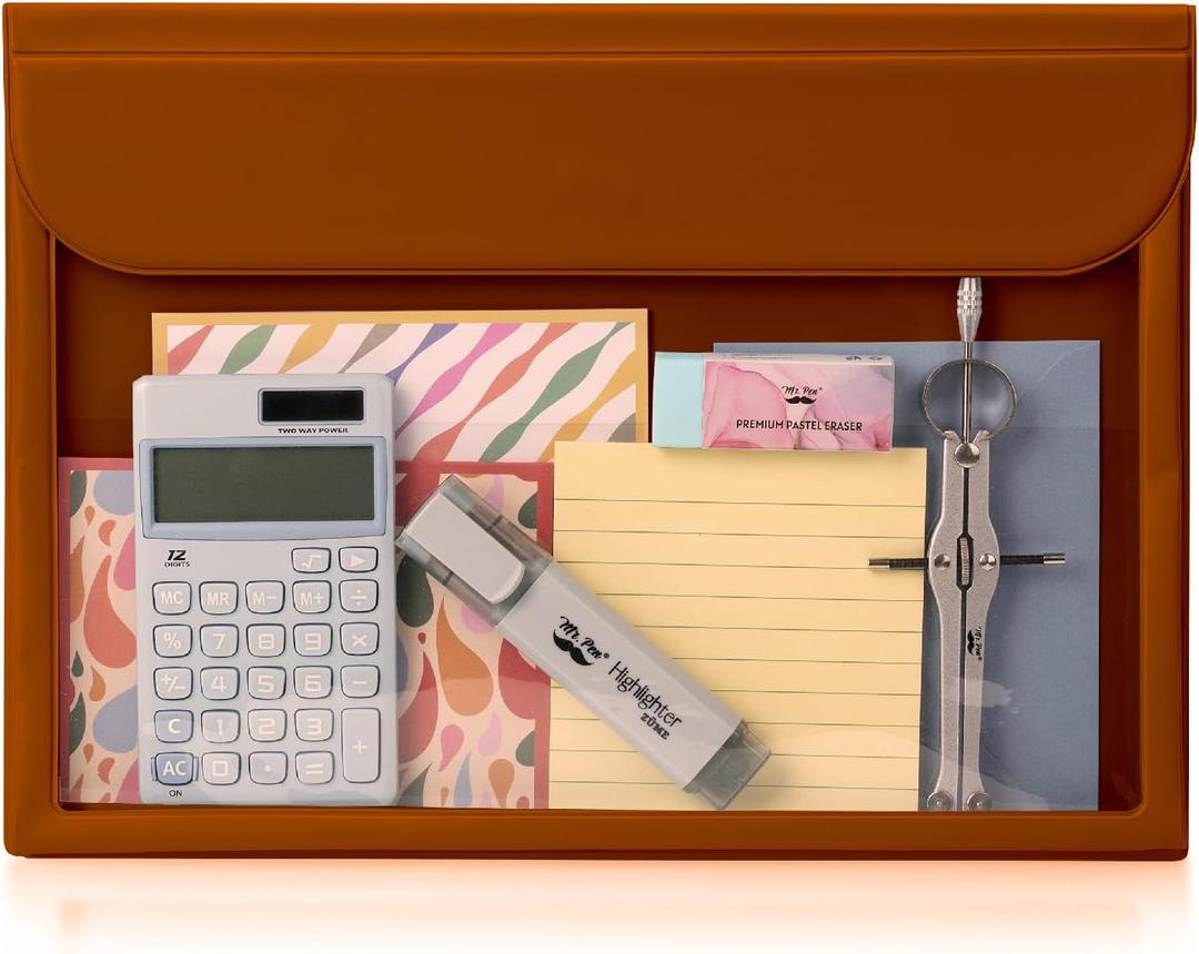 Mr. Pen- File Folder, Brown, Letter Size, Clear Plastic Folders for Documents