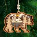 Wild Bear Christmas Ornament 2025 - Woodland Animal Gifts for Women Men Boy Girl Kid, Unique Bear Lover Gifts, Wooden Christmas Ornaments for Tree Decor - Holiday Keepsake & Xmas Gift Exchange Idea