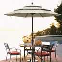 9FT Triple Tiers 10-Year-Non-Fading Market Patio Outdoor Umbrella, Cream