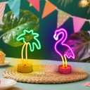 UrsaMajor 2 Pack Neon Signs, Pink Flamingo & Neon Palm Tree, USB/Battery Powered, Energy Efficient, Decor Lights for Girls Bedroom, Party, Dining Tables, Office desk, Valentine Gifts