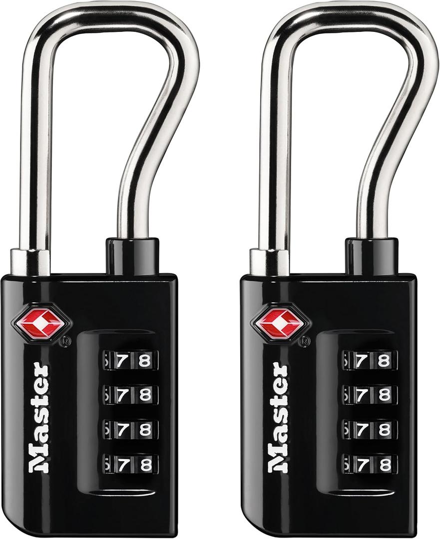 Master Lock Black Set Your Own Combination TSA Approved Luggage Lock, Travel Padlocks for Suitcases, Backpacks, Bags, 2 Pack, 4696T