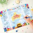 WERNNSAI Happy Birthday Guest Book - Dinosaur Birthday Party Supplies 12" x 18" Dino Birthday Guest Book Alternative Happy Birthday Signature Book for Kids Boys Birthday Party Decorations