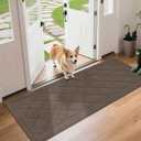 BEQHAUSE Dirt Trapper Door Mat 24" x 60", Doormat Non-Slip Entryway Rugs Washable, Dog Door Mat Stain Resistant and Absorbent Welcome Floor Mat for Front Back Door, Muddy Wet Shoes & Paws, Light Brown