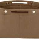 Purse Organizer Insert for Tote Bags | Custom Fit for Top Handle & Shoulder Bags S/M/L | Beige Handbag Organizer with Adjustable Divider (Brown (L))