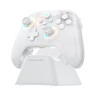 Machenike G3V2 Bluetooth Controller for Pc/Switch/Ios/Android, Hall Effect Joysticks, RGB Lighting Gaming Controller,2 Programmable Buttons,1000mah Battery With Charging Station, White