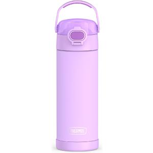 THERMOS FUNTAINER 16 Ounce Stainless Steel Vacuum Insulated Bottle with Wide Spout Lid, Neon Purple