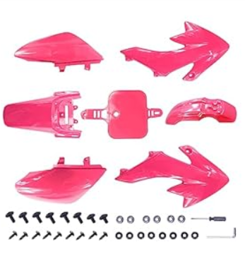 PRO BAT 7 PCs CRF50 Plastic Fender Kit XR50 Fairing Fender Kit Motorcycle Complete Fender Fairing Body Work Kit Fit for CRF 50 XR 50 SDG SSR 107 110 125 Pit Dirt Bike, Pink