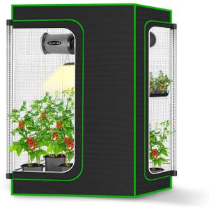 MELONFARM 2-in-1 Grow Tent, 36"x24"x48" High Reflective Diamond Mylar with Multi-Chamber and Floor Tray for Hydroponic Indoor Growing