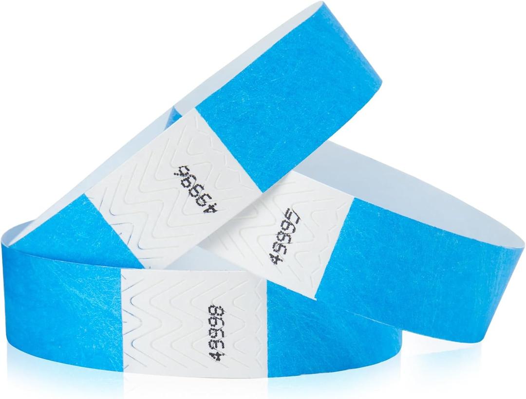 1,200 WristCo Neon Blue Tyvek Wristbands for Events - Tamper-Proof Design & Fluorescent Color Prevent Reuse Premium-Grade Bracelets for Hospital & Medical ID, Party & VIP Identification