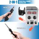 8586D 2 In 1 Soldering Station, SMD Hot Air Rework Station LED Dual Digital Display with Heat Gun and Solder Iron Kit, Electric Soldering Iron Station with Temperature Control, Auto Sleep Functions