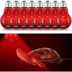 Kittmip 8 Pcs 100w Infrared Heat Lamp Bulbs Reptile Heat Lamp Infrared Basking Reptile Emitter Light BulbsBasking Spot Lights for Turtle, Lizard, Chickens Coop(Red)