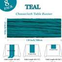 8 Pack Teal Cheesecloth Table Runner 10Ft Gauze Cheese Cloth Table Runner 120 Inch Boho Sheer Rustic Fabric for Holiday Decor Bridal Baby Shower Wedding Home Decoration