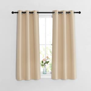 NICETOWN Bedroom Blackout 48 inch Curtains and Drapes - Window Treatment Thermal Insulated Solid Grommet Room Darkening for Bedroom (Biscotti Beige, Set of 2, W37 x L48)