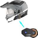1Storm New Motorcycle Modular Flip up Full Face Helmet Dual Visor: HJK910 DSPORT (Small, Z Bluetooth Race White)