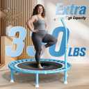 40" Fitness Mini Trampoline with Adjustable Handle Bar, 330lbs Foldable Bungee Rebounder for Adults and Kids, Stable & Quiet Exercise Rebounder Indoor Workout