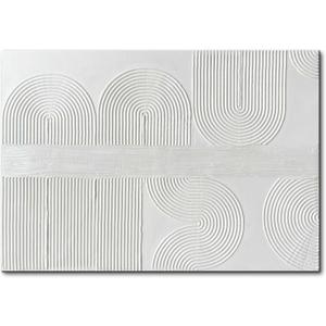 Creespi White Textured Wall Art - Hand Painted Abstract Oil Painting On Canvas 28x40 inch,Large Modern Minimalist 3D Art Painting for Wall Decor