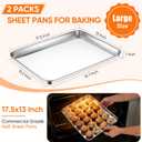 LIANYU 2 Pack Stainless Steel Cookie Sheet Pans, Commercial Grade Baking Sheet, 17.5x13 Inch Half Sheet Pan, Professional Bakeware Cookie Tray, Mirror Finish & Non Toxic & Easy Clean
