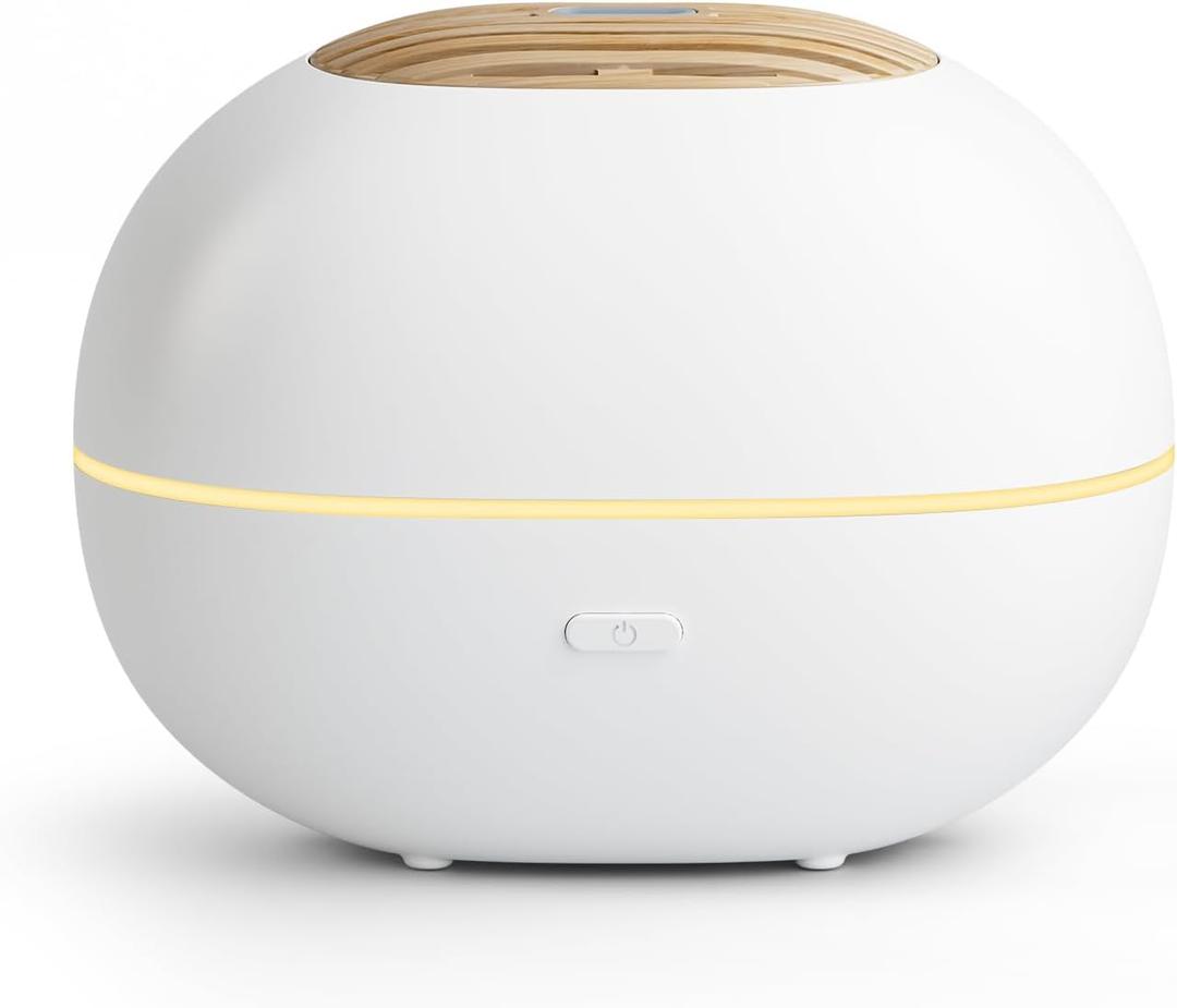 Soulorigin 100ml Mini Essential Oil Diffuser, Portable Aromatherapy Diffuser with Warm Light, One-Button Control, Auto Shut-Off, Quiet Ultrasonic Mist for Home, Travel, Yoga, Meditation (White)