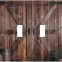 Rustic Farmhouse Brown Wood Barn Door Print Country 2 Gang Double Toggle Decorative Light Switch Covers Electrical Wall Plates Receptacle Switchplate Faceplates for Bathroom