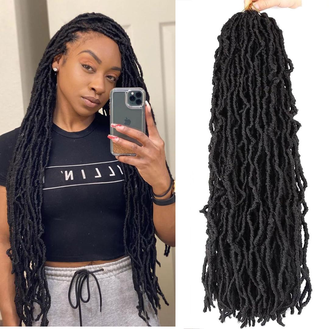 LMZIM 26 Inch Soft Locs Crochet Hair 7 Packs Faux Locs Crochet Hair Pre Looped Goddess Locs Crochet Braids Hair For Black Women 1B