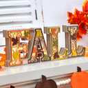 Lighted Fall Table Decoration, Rustic Wooden FALL Decor Sign with 3D LED Maple Leaves, Thanksgiving Table Centerpiece, Harvest Autumn Home Decorations for Desk Office (Orange-grey)