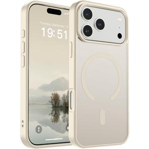 SUPFINE Magnetic for iPhone 17 Pro Max Case (Compatible with MagSafe)(Military Grade Drop Protection) Translucent Matte Shockproof with Anti-Fingerprint Phone Cover 2025,Antique White