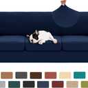 XINEAGE 2025 New 4 Pieces Extra Large Couch Covers for 3 Cushion Sofa Super Stretch Sofa Cover for 3 Large Seat Cushion Universal Slip Cover for Living Room (Navy Blue), 91"-110"(3 Cushions)