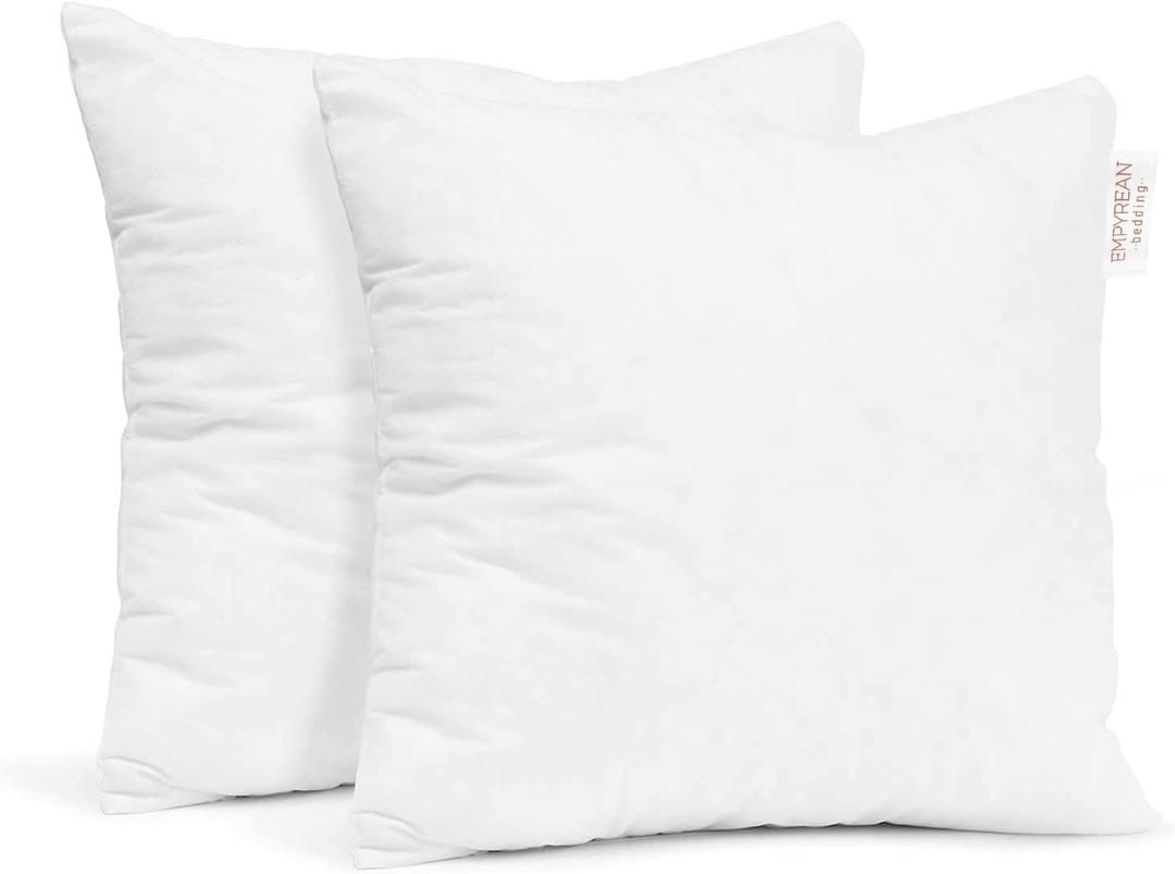 Empyrean Bedding Throw Pillow - 20 x 20 Inches Decorative Pillow Insert - Cotton Blend Outer Shell Indoor & Outdoor Pillows (Pack of 2, White)