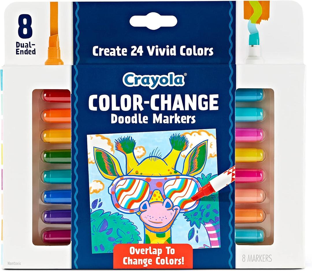 Crayola Color Changing Markers (8ct), No Bleed Markers for Adult Coloring, Dual Sided Marker Set, Cool Art Supplies, Gift for Teens (1 Count (Pack of 1))