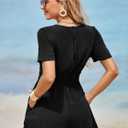 Simplee Women's Summer Dressy Casual Short Sleeve Cute Rompers Empire Waist Flowy Dress (Black, S)