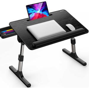 Besign LT07 Lap Desk [Extra Large], Adjustable Laptop Table, Portable Standing Bed Desk, Foldable Sofa Breakfast Tray, Notebook Computer Stand for Reading and Writing (Black)
