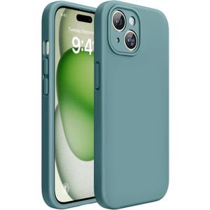 Miracase Compatible with iPhone 15 Case, [Soft Anti-Scratch Microfiber Lining], Liquid Silicone Case Gel Rubber Shockproof Drop Protection Phone Case for iPhone 15, Midnight Green