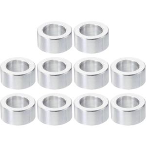 PATIKIL M10 Aluminum Spacers, 10 Pcs Metal Spacer Aluminum 10.2mm ID x 16mm OD x 8mm L Aluminum Spacer Screw Standoff Round for 3/8" M10 Screw Bolts