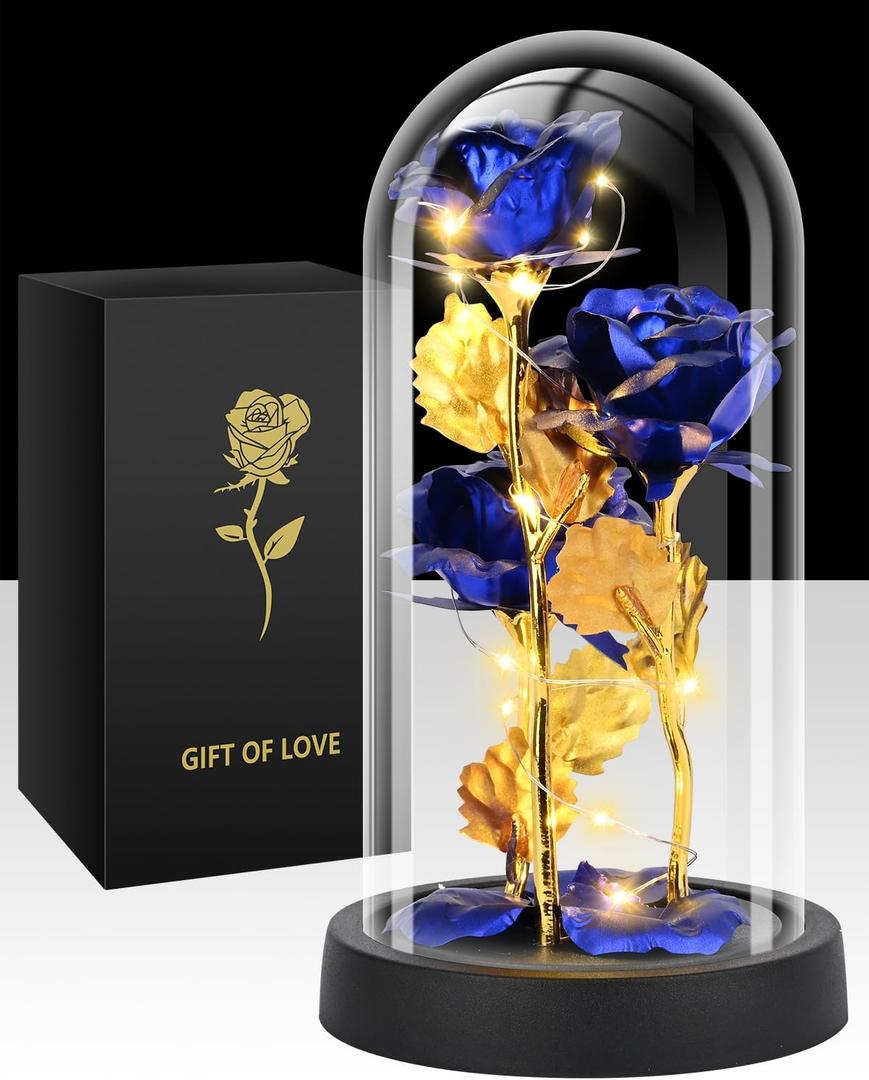 Glass Rose Flower for Women, Birthday Gifts for Women,Rose Flower Gifts for Mom, Red Light Up Rose in A Glass Dome,Rose Gifts for Mom Her Christmas, Anniversary, Wedding, Valentines