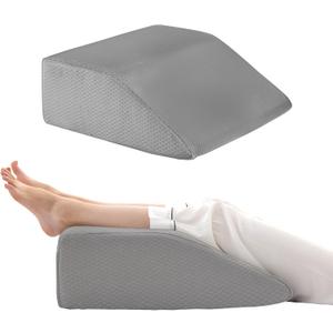 Bedluxe Leg Elevation Pillows, Leg Pillows for Sleeping, Cooling Gel Memory Foam Top, Wedge Pillow for Legs, Leg Wedges for Circulation, Swelling, After Surgery - Removable Cover (10 Inch, Grey) (22*24+10)