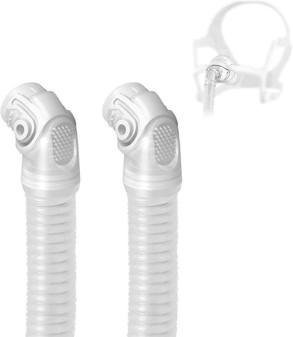 2 Packs Replacement Short Tube for Airfit N20 & Airtouch N20, Features Triple 360° Swivel & Quick-Release Technology for N20 CPAP Mask, Replacement CPAP Hose Tubing with Leak-Free Seal & Smart Quiet