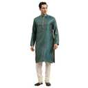 Sojanya (Since 1958 Men'S Jacquard Silk Kurta & Off-White Churidar Pyjama Set L