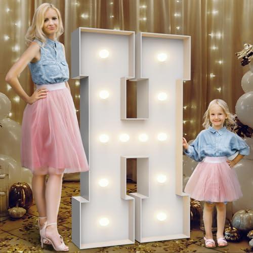 4FT Marquee Light Up Letters H,Party Decoration Large Marquee Light Up Letters with Weighted Water Bag,Pre-cut Foam Board Set Can Be Used for Birthdays,Weddings,Baby Anniversaries
