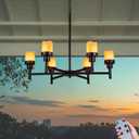 Battery Operated Chandelier, Outdoor Hanging Candle Lights Battery Gazebo Lights, Outdoor Chandelier for Gazebo, Canopy, Pergola, Porch, Tent Decor (6), Extra Large