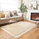 EasyJoy Ultra Soft Fluffy Shaggy Area Rug Faux Fur Rug Chair Cover Seat Pad Fuzzy Area Rug for Bedroom Floor Sofa Living Room (4 x 6 ft Rectangle, Beige)