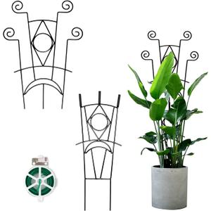Yhtpouqe Indoor Plant Trellis for Climbing Plants 2 Pack Small Garden Metal Support for Potted Plants Flowers Houseplants for Outdoor
