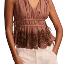 Lace ruched tank top, Brown, XL