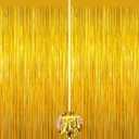 Gold Tinsel Backdrop Birthday Decorations, 2Pack Foil Curtain Backdrop Gold Streamers Dance Party Decorations Photo Booth Props for Bachelorette Decors Christmas Halloween New Years Eve Party Supplies