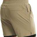 ATTBEA Men's 2 in 1 Running Shorts with Liner 5" Quick Dry Workout Gym Sports Shorts with Pockets (M)