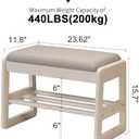 Small Shoe Bench with Cushion,2 Tiers Shoe Rack Bench with Flip-Top Storage,Wood Shoe Rack for EntrywayWhite,23.62"