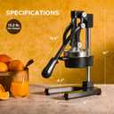 CO-Z Manual Citrus Juicer, Commercial Grade Cast Iron Orange Juicer, Professional Heavy Duty Juice Press with Removable Strainer, Manual Juice Extractor for Orange Lemon Pomegranate Citrus, Black