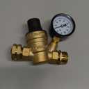 RVGUARD RV Water Pressure Regulator Valve, Brass Lead-Free Adjustable Water Pressure Reducer with Gauge and Inlet Screen Filter for RV Camper Travel Trailer