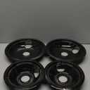 4 Pack Black Cooktop Drip Pans, Compatible with GE Hotpoint Stove. Include 2 Pcs 6'' Range Replacement Drip Pans and 2 Pcs 8 '' Burner Drip Pans for Electric Stove Top