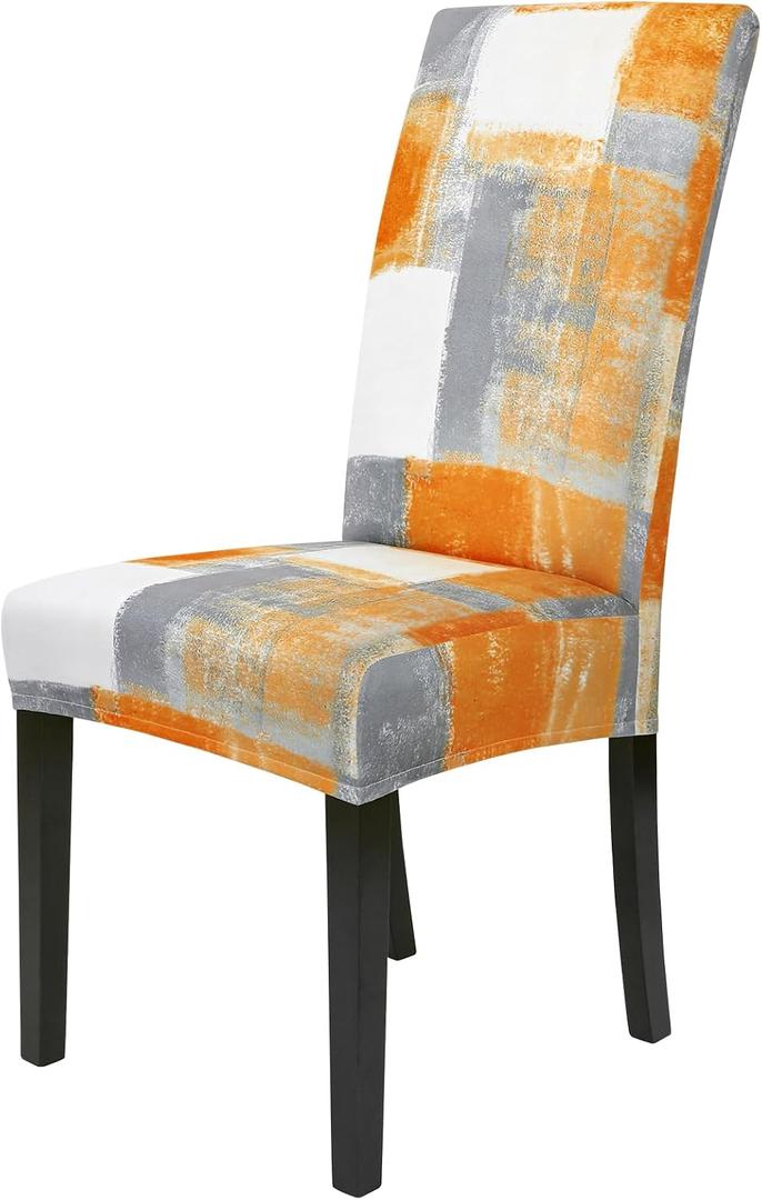 Gibelle Chair Covers Dining Room Set of 4, Stretch Spandex Slipcover for Dining Room & Kitchen Parsons Chairs, Removable Washable Seat Protector Cover (Orange)