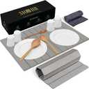 Large Stone Dish Drying Mat for Kitchen Counter, 24"x16", Fast Drying Collapsible, Diatomaceous Earth Mat, Super Absorbent Folding Mat for Dishes, Bottles, Glass, Heat-Resistant, Non-Slip (Light Gray)